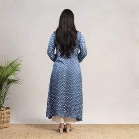 Blue Tie & dye Modal Silk Straight Bandhani Kurta for Women