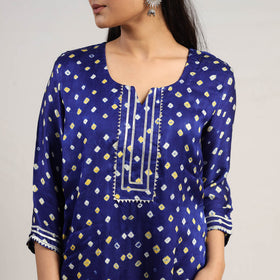 Blue - tie & dye modal silk a-line bandhani kurta 17