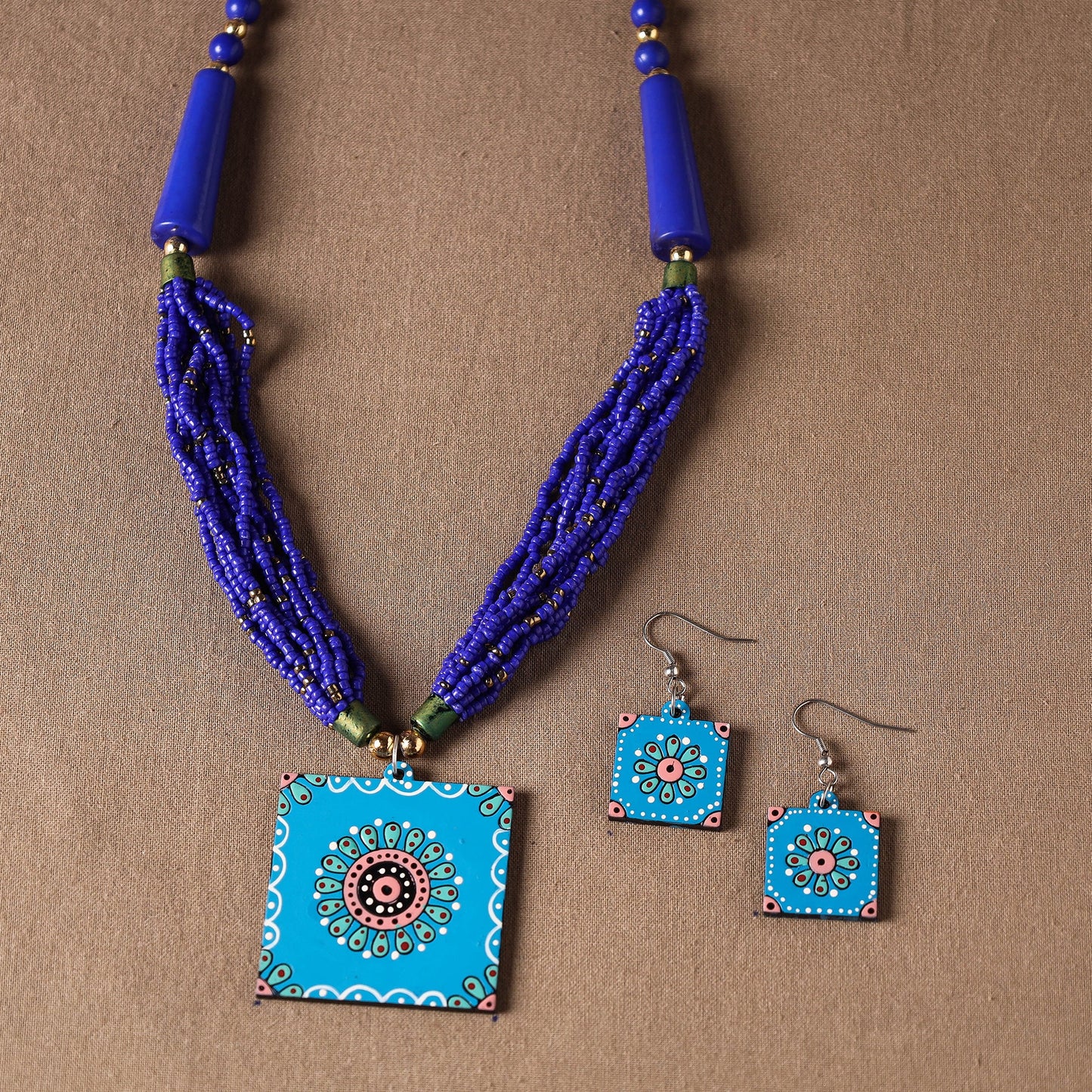 tikuli art handpainted necklace set