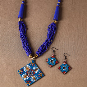  Tikuli Art Handpainted Wooden Necklace Set 