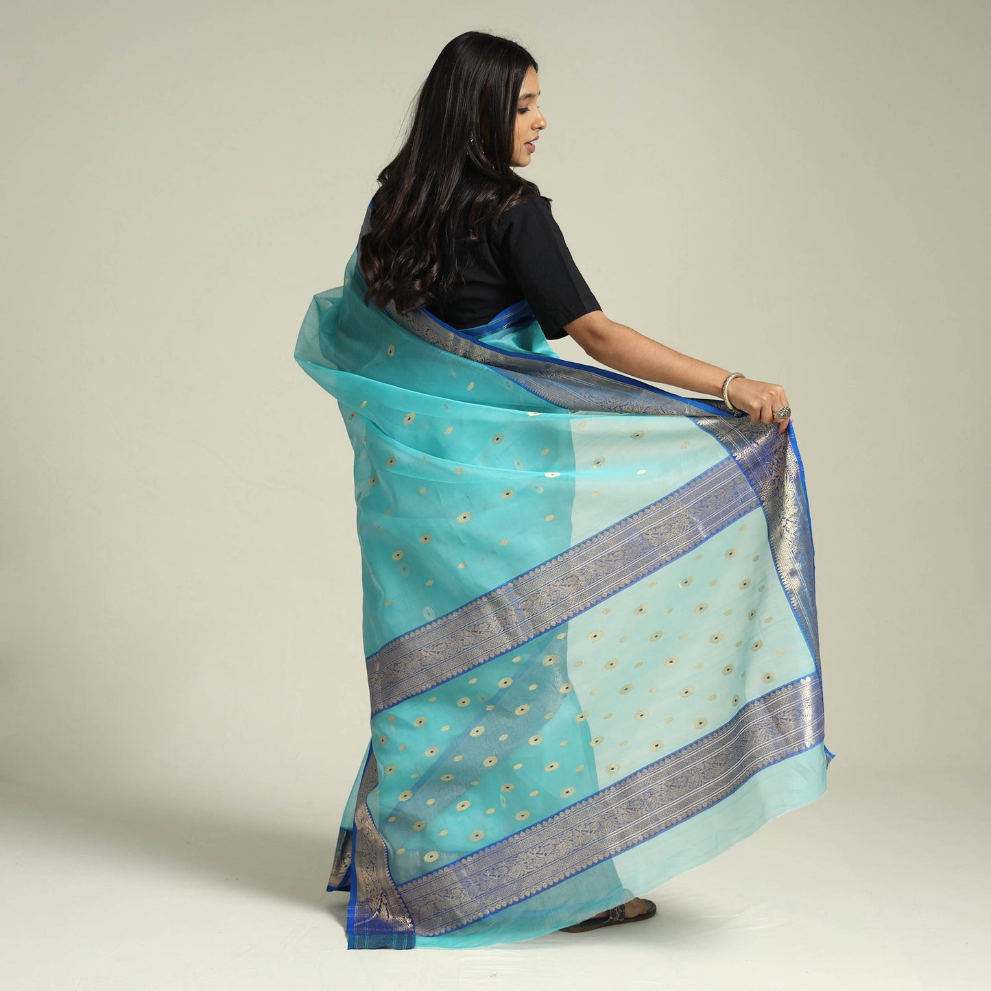  Traditional Chanderi Katan Silk Handloom Zari Work Saree by Rauph Khan 