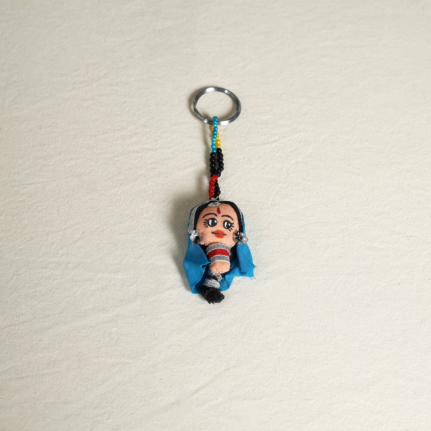 Blue Traditional Handmade Rajasthani Doll Face Keychain