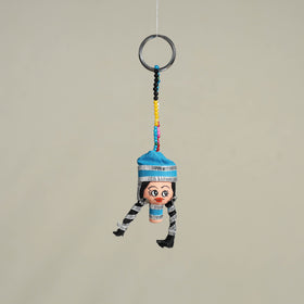 Blue Traditional Handmade Rajasthani Doll Face Keychain