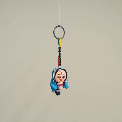 Blue Traditional Handmade Rajasthani Doll Face Keychain