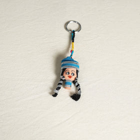 Blue Traditional Handmade Rajasthani Doll Face Keychain