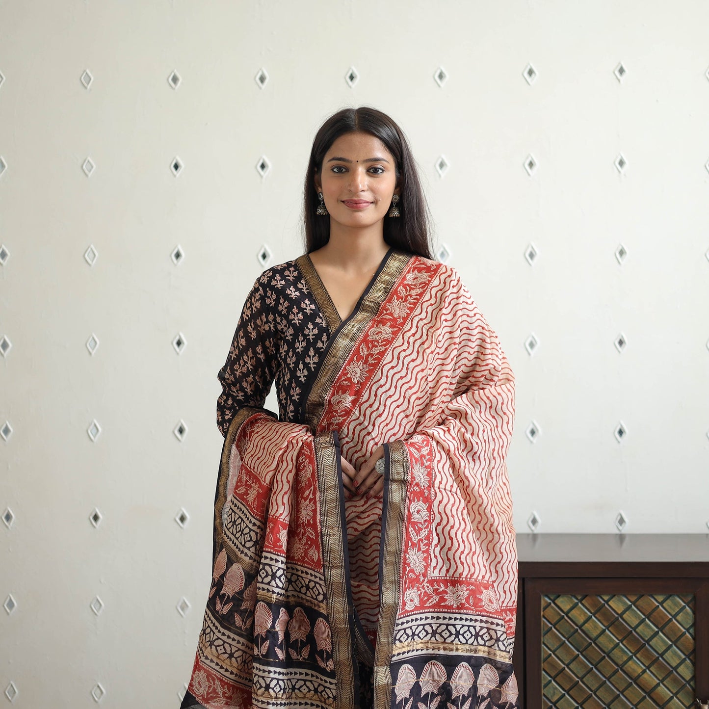 Buy Traditional Maheshwari Silk Bagru Print Kurta Set