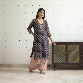 Buy Traditional Maheshwari Silk Bagru Print Kurta Set