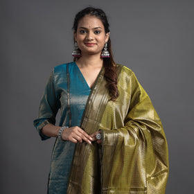 Buy Traditional Maheshwari Tissue Zari Work Cotton Handloom Kurta with Dupatta Set Online at iTokri.com