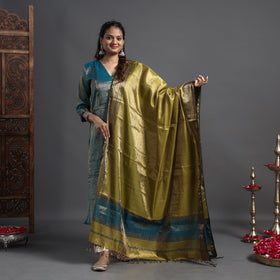 Buy Traditional Maheshwari Tissue Zari Work Cotton Handloom Kurta with Dupatta Set Online at iTokri.com