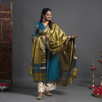 Buy Traditional Maheshwari Tissue Zari Work Cotton Handloom Kurta with Dupatta Set Online at iTokri.com