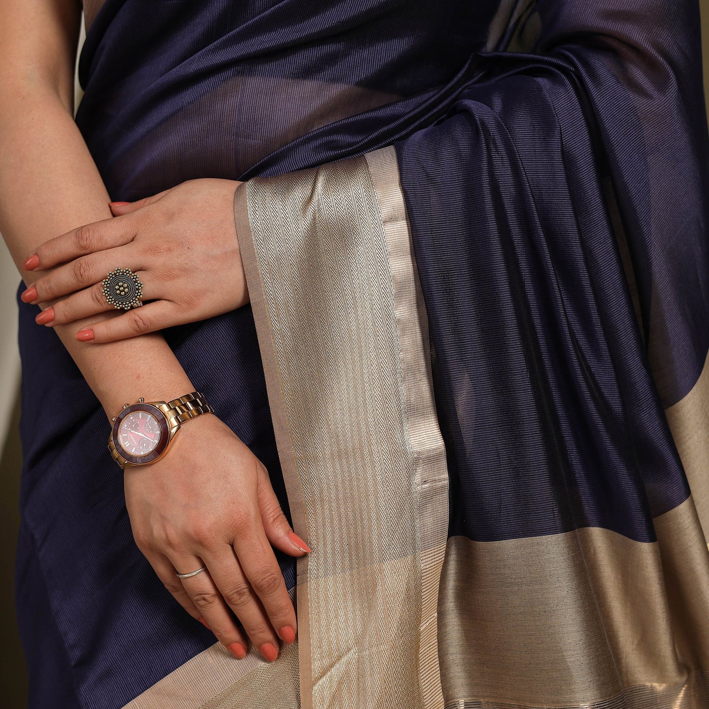 Blue - traditional mulberry silk handloom saree 53