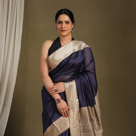 Blue - traditional mulberry silk handloom saree 53
