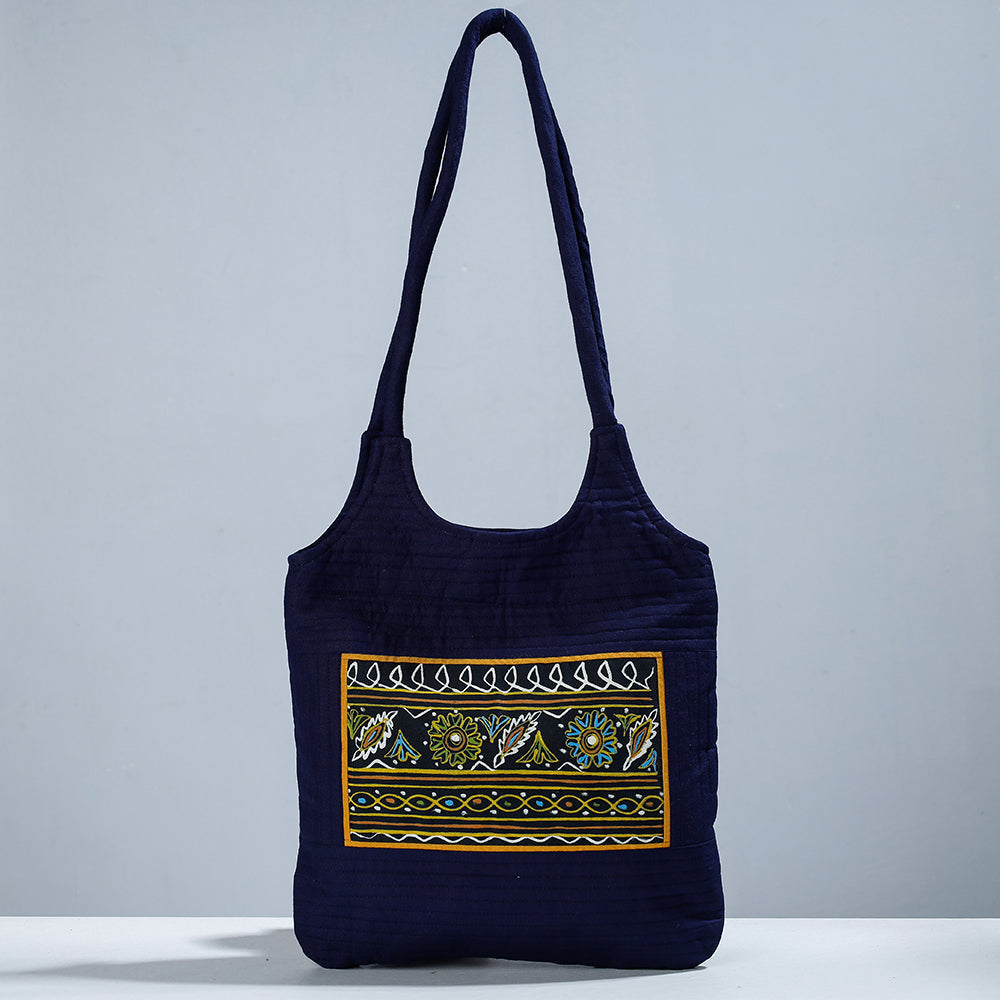  Traditional Rogan Art Painted Mashru Silk Shoulder Bag 
