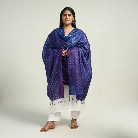 Traditional Tie & Dye Tussar Silk Leheriya Dupatta