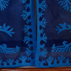 Blue - Applique Tree Cutwork Cotton Window Curtain from Barmer (5 x 3.5 feet) (single piece)