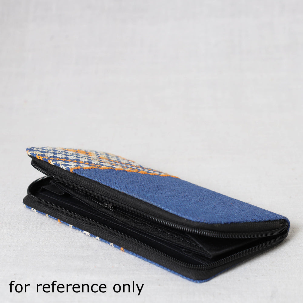 Blue Tribal Hand Embroidered Jute Clutch Wallet