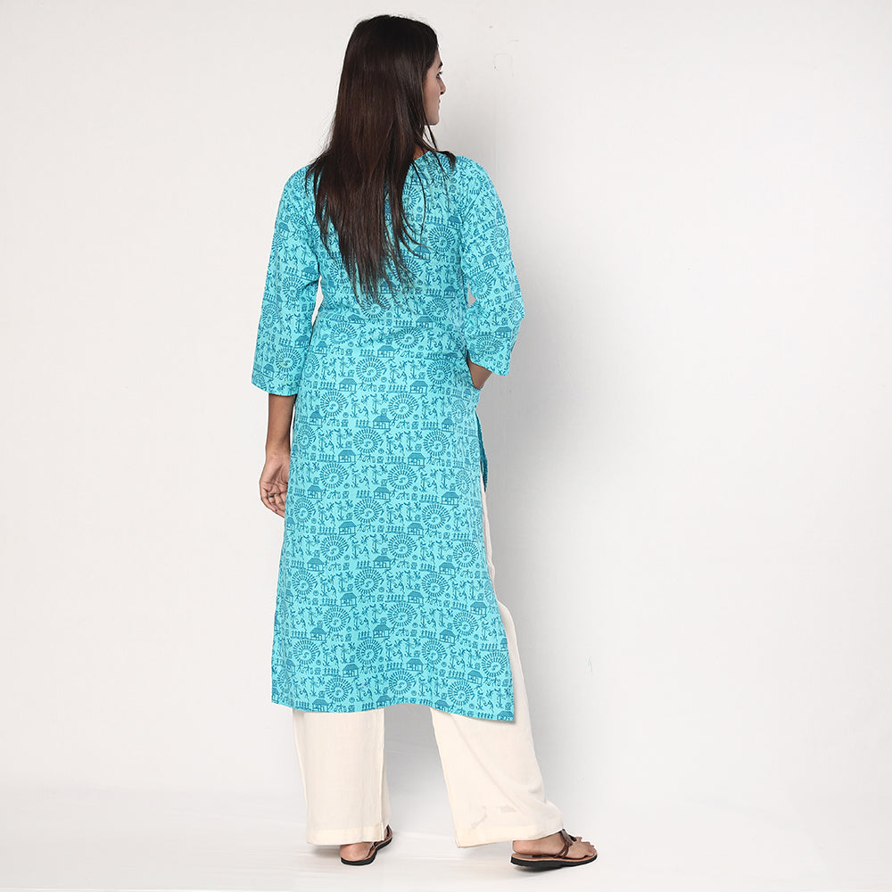 Buy Warli Printed Cotton Long Kurta Online l iTokri.com