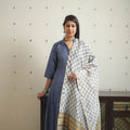 Blue - tussar dupion silk handloom plain kurta set 01