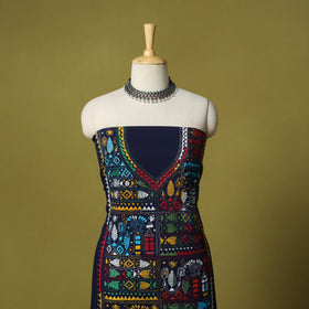 Blue - unstitched cotton bengal kantha handwork kurta