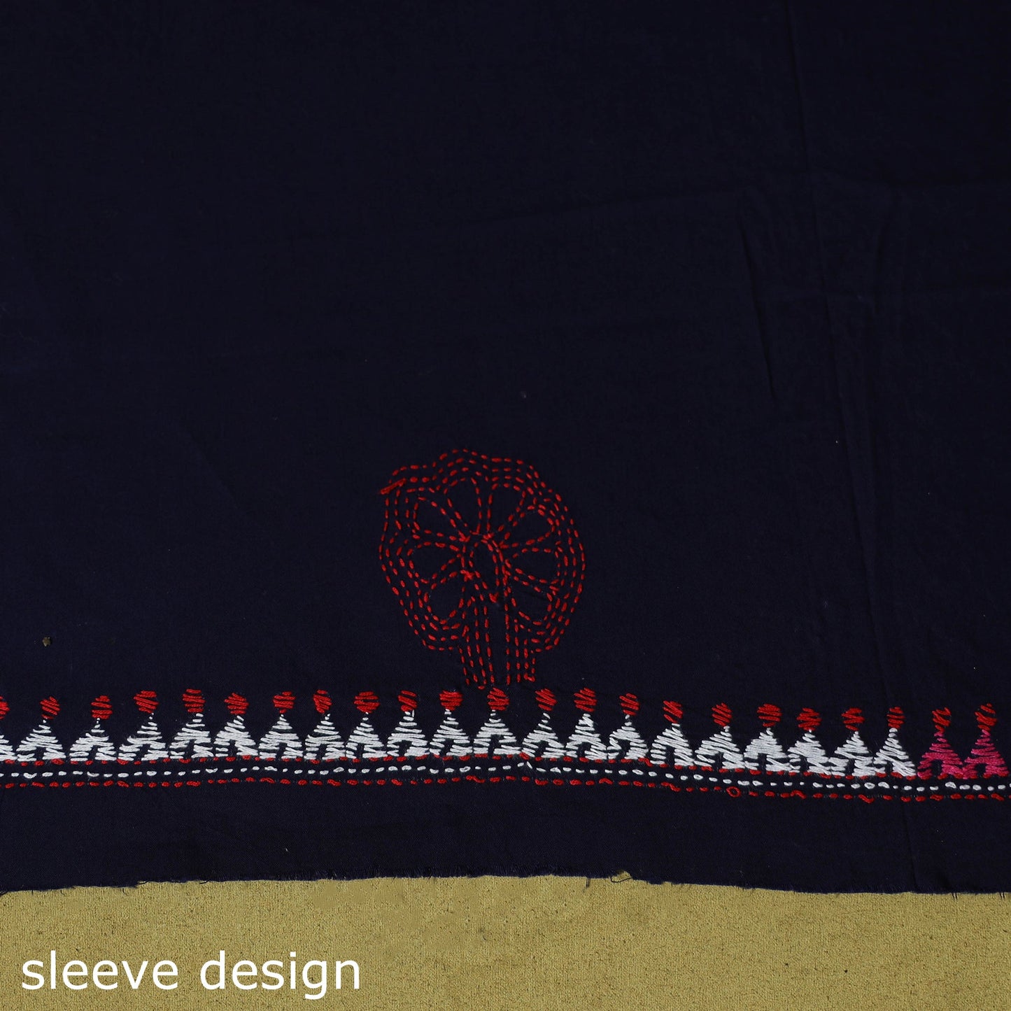 Blue - unstitched cotton bengal kantha handwork kurta