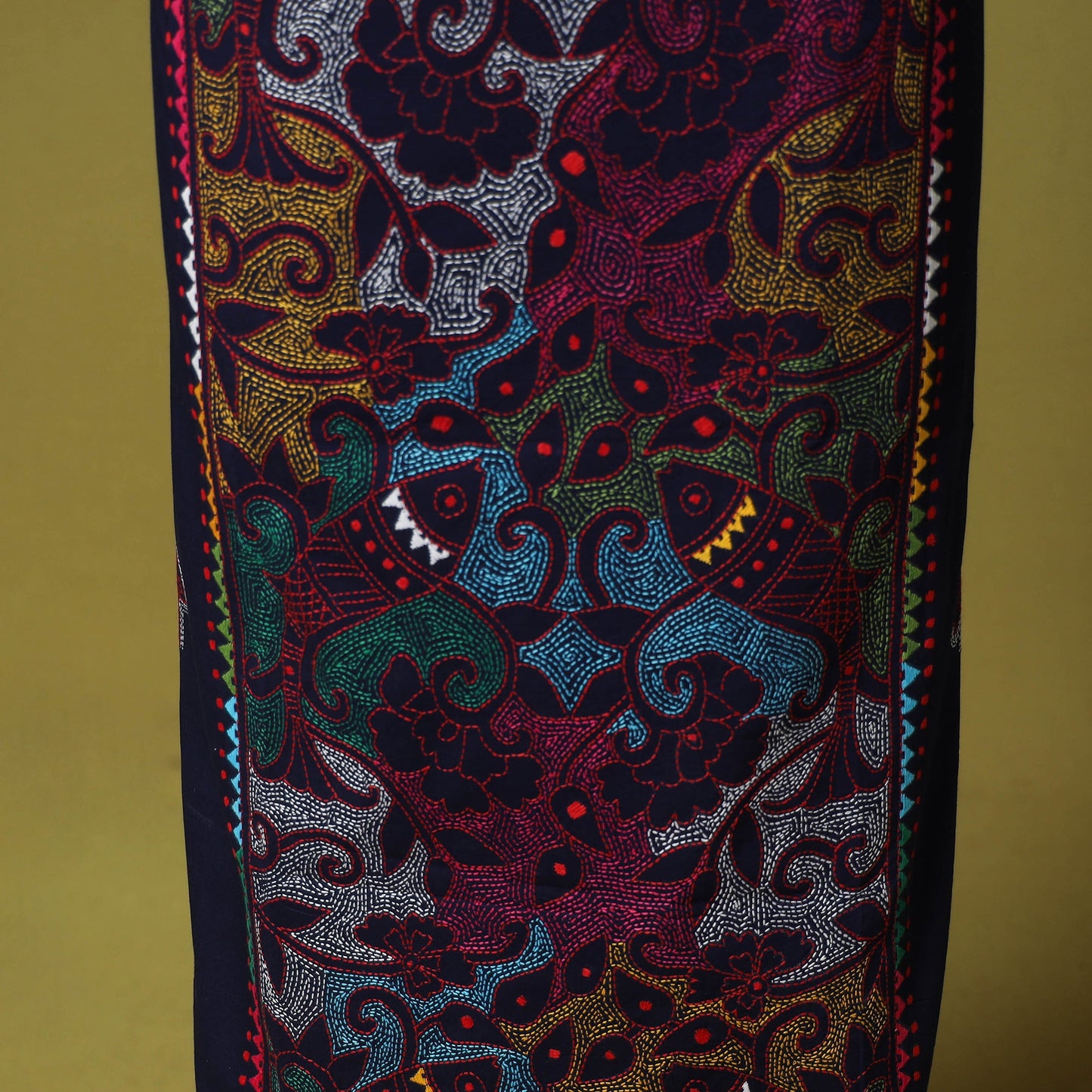 Blue - unstitched cotton bengal kantha handwork kurta