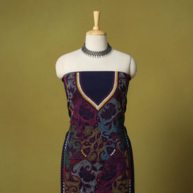 Blue - unstitched cotton bengal kantha handwork kurta