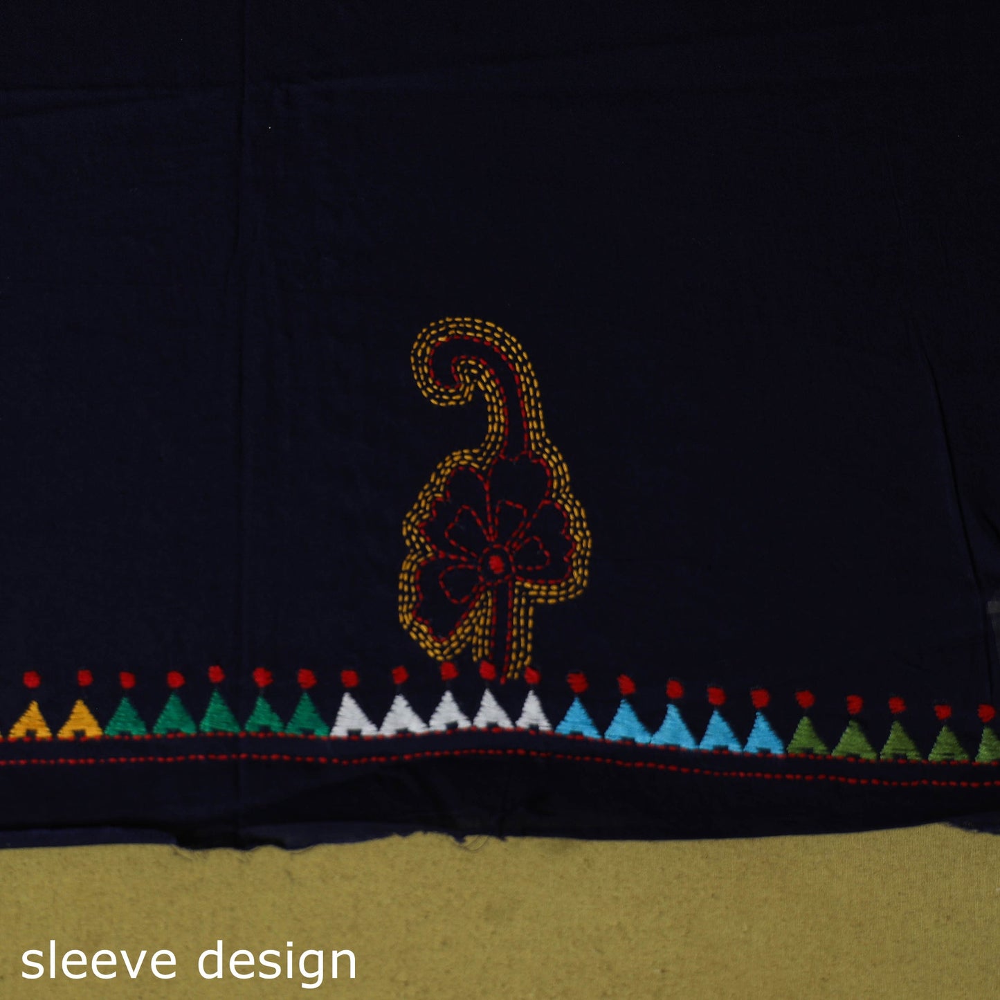 Blue - unstitched cotton bengal kantha handwork kurta