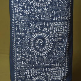 Blue - unstitched cotton bengal kantha handwork kurta