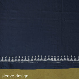 Blue - unstitched cotton bengal kantha handwork kurta