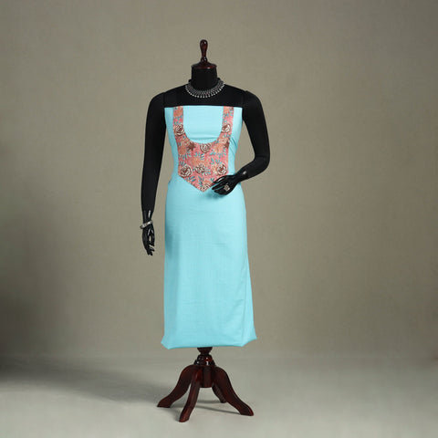 Blue Unstitched Plain Cotton Kurta Material