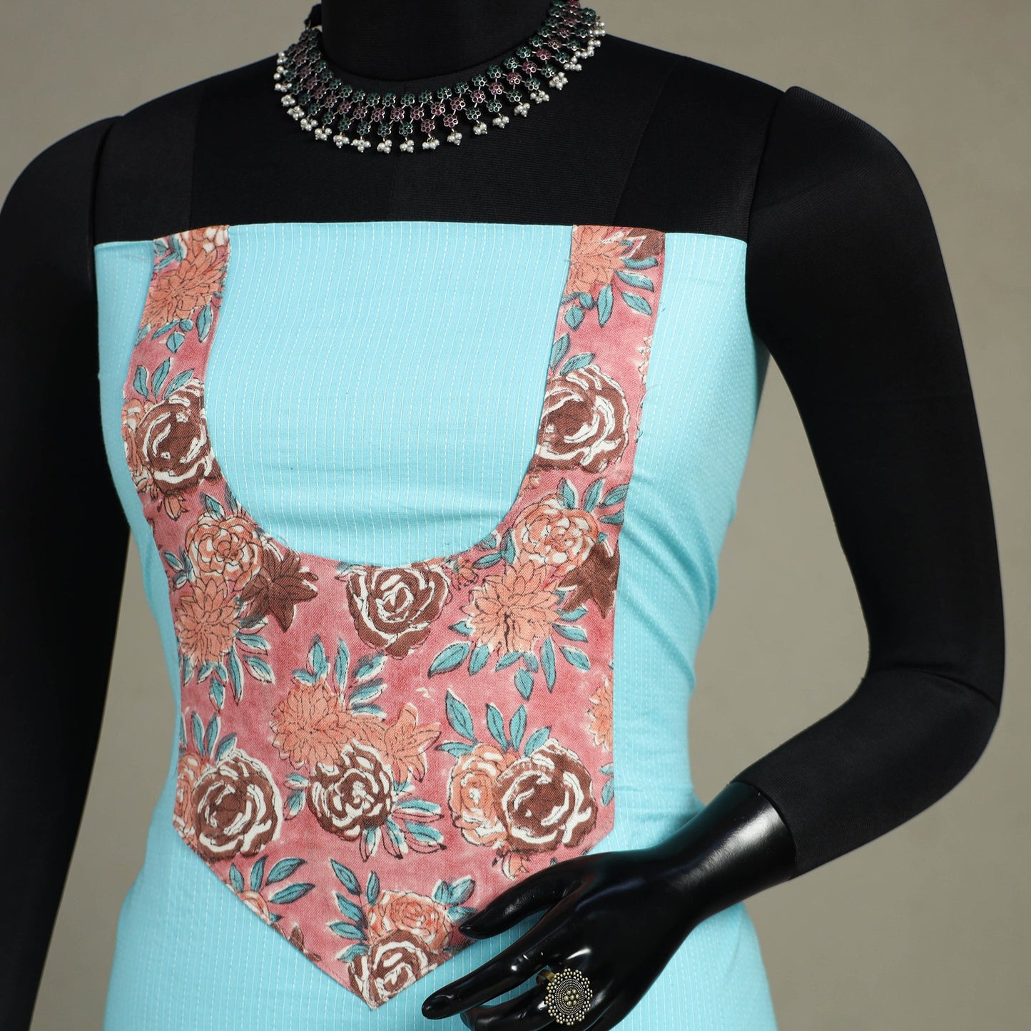 Blue Unstitched Plain Cotton Kurta Material