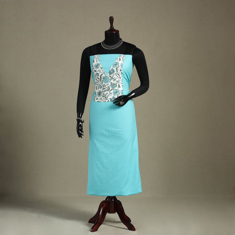 Blue Unstitched Plain Cotton Kurta Material