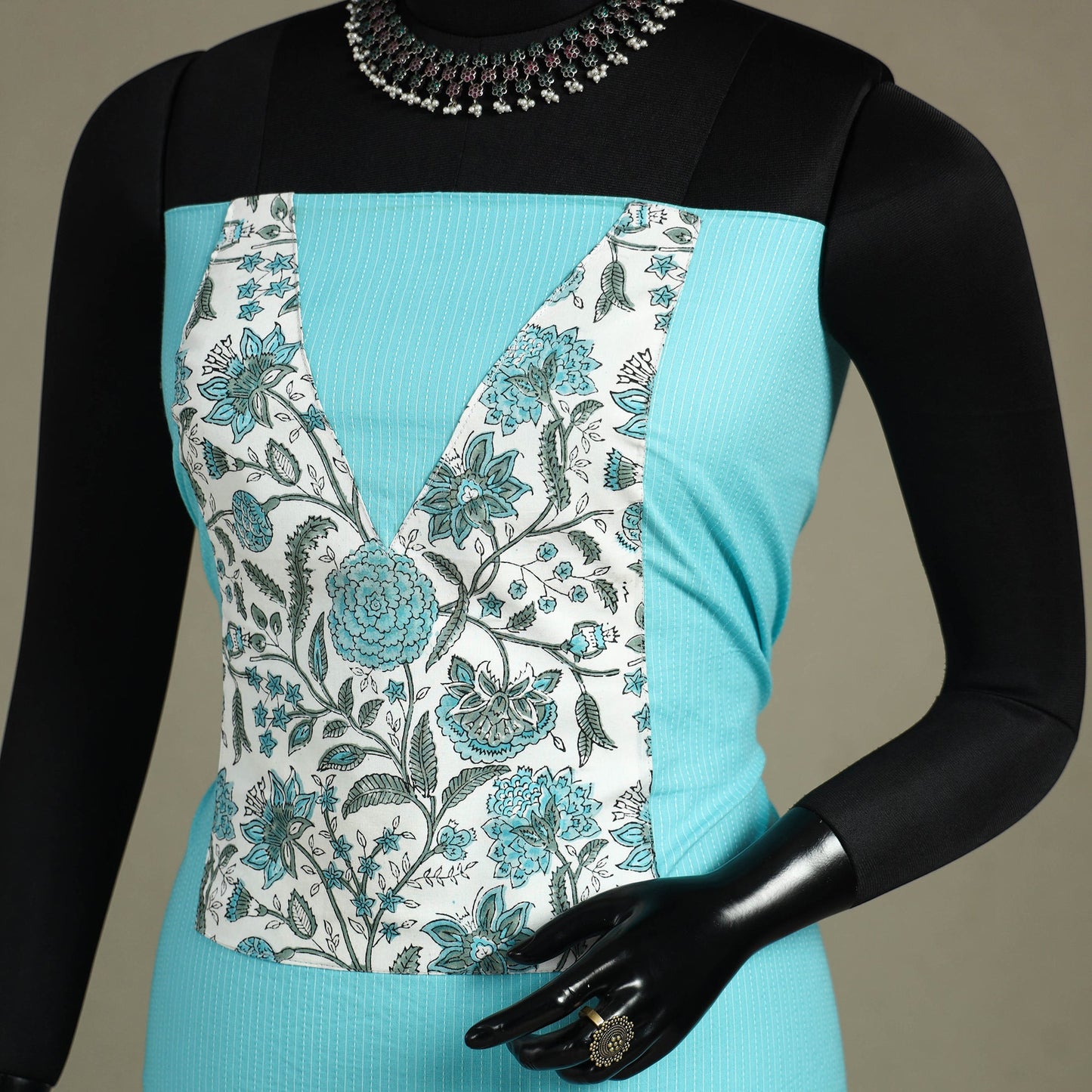 Blue Unstitched Plain Cotton Kurta Material