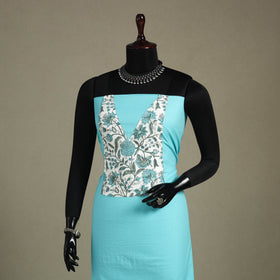 Blue Unstitched Plain Cotton Kurta Material