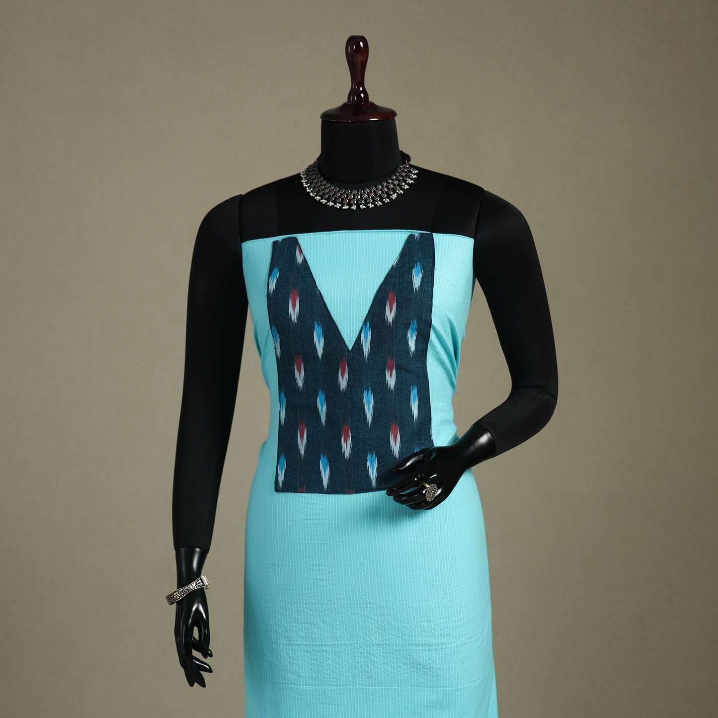 Blue Unstitched Plain Cotton Kurta Material