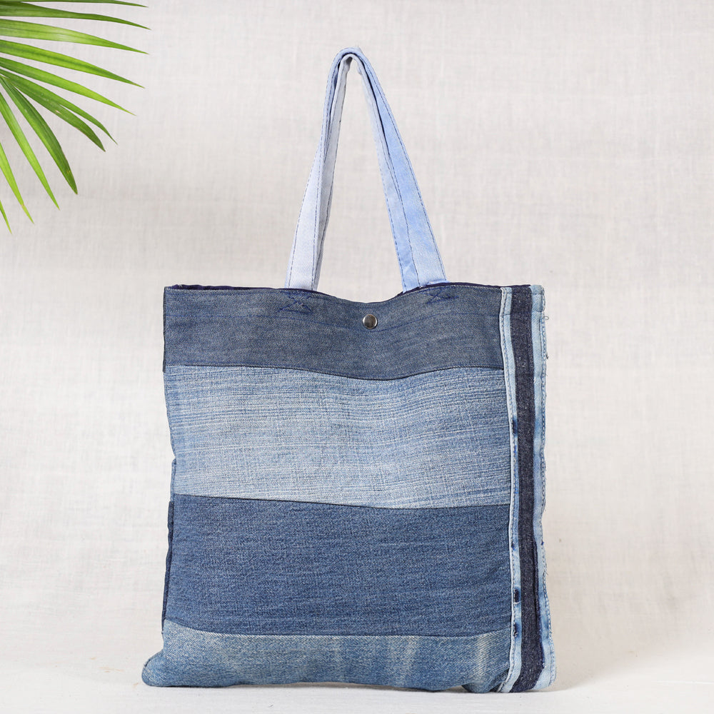Blue Upcycled Handmade Denim Hand Bag