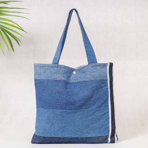 Blue Upcycled Handmade Denim Hand Bag