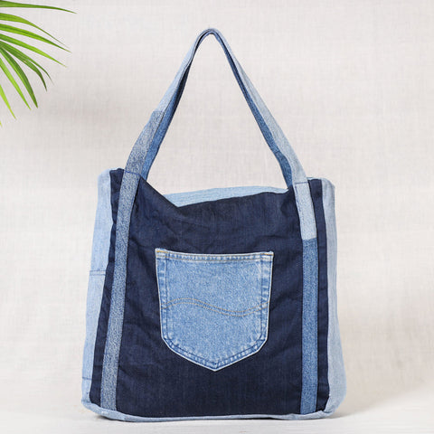 Blue Upcycled Handmade Denim Hand Bag
