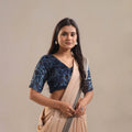 Velvet Natural Dyed Blue Ajrakh Print Blouse Online