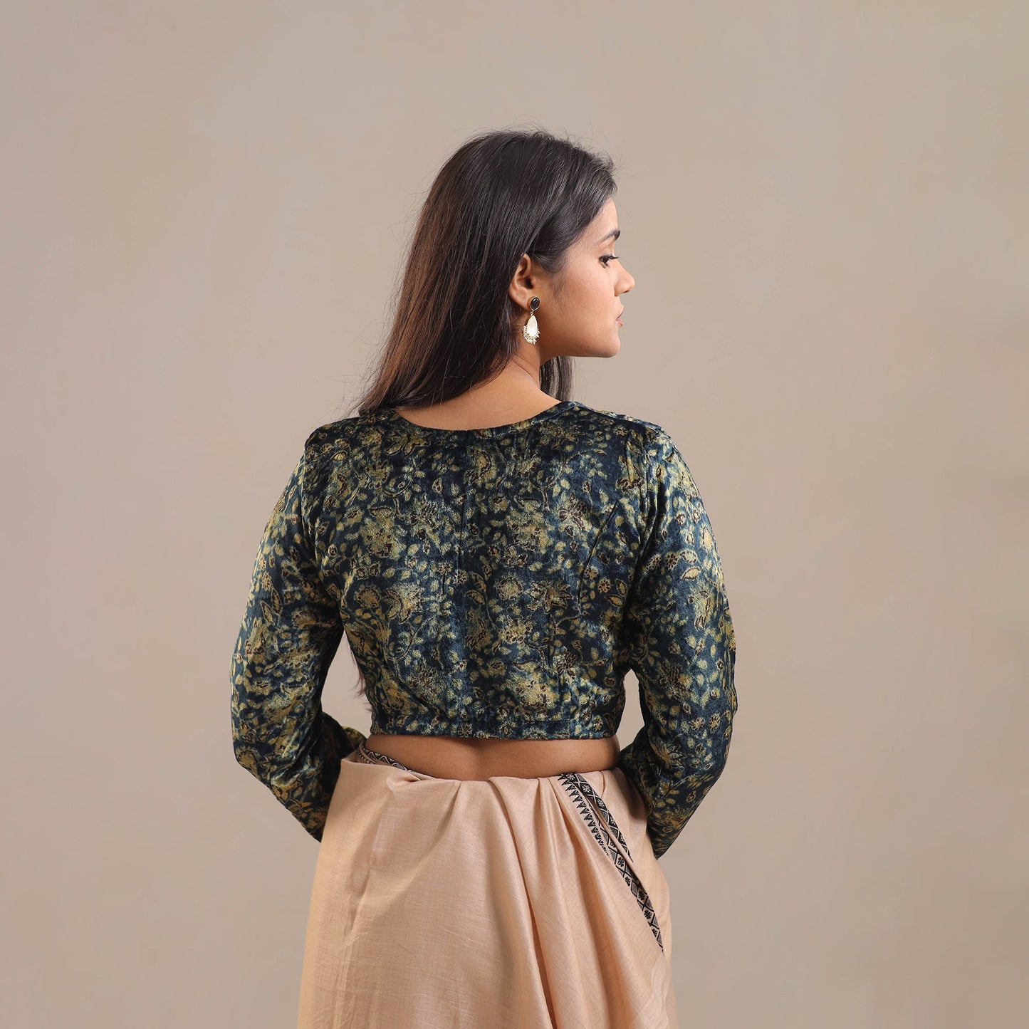 Blue Velvet Natural Dyed Ajrakh Print Blouse 