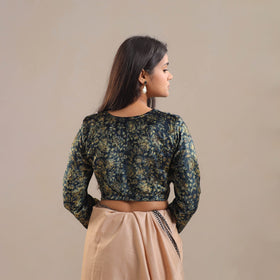 Blue Velvet Natural Dyed Ajrakh Print Blouse 