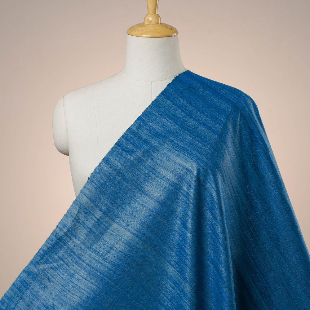 Blue - vidarbha handloom pure tussar ghicha silk fabric 01