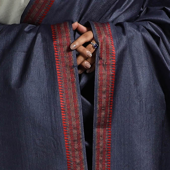 Buy Blue Vidarbha Tussar Cotton Handloom Dobby Border Dupatta