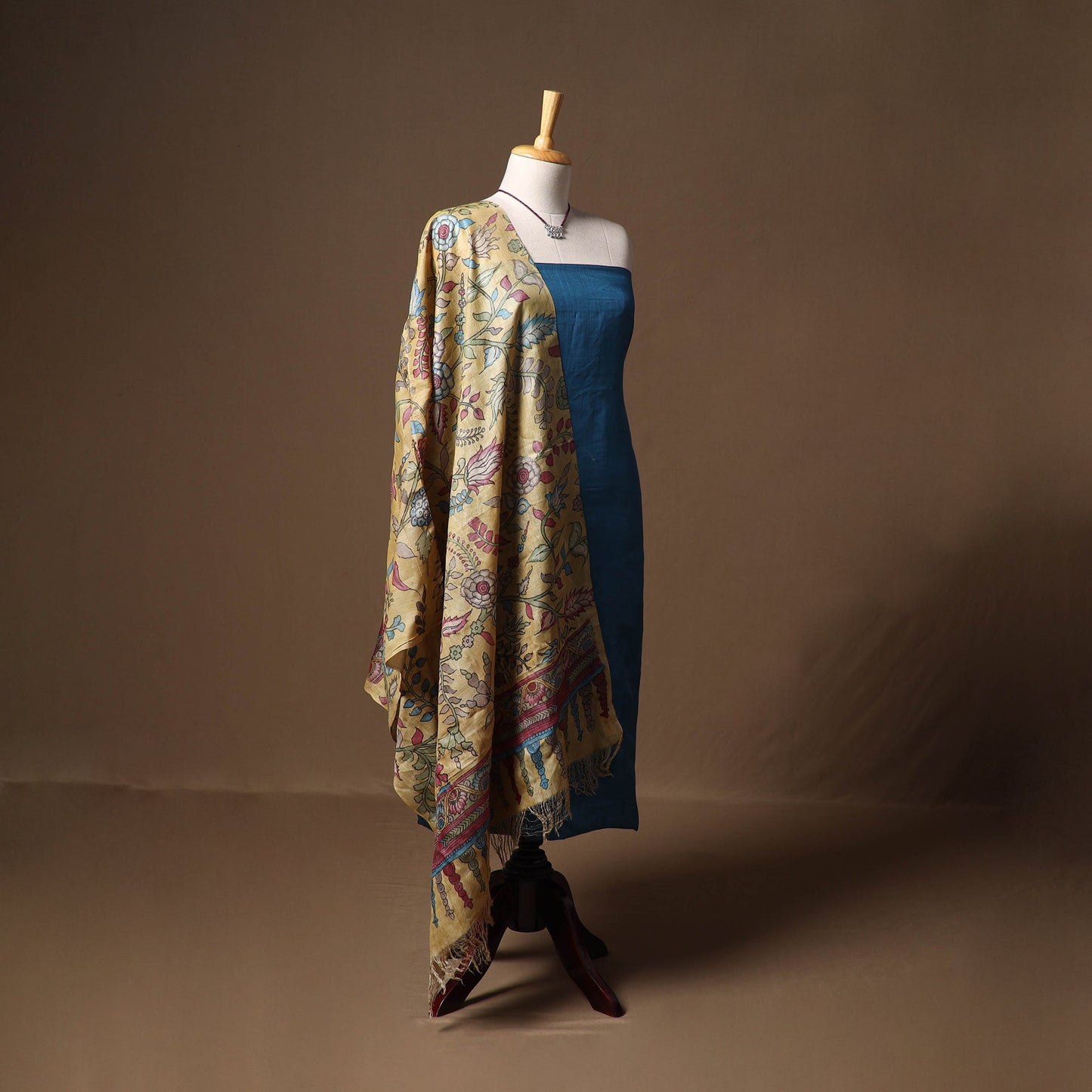 Vidarbha tussar silk handloom plain 2pc unstitched dress