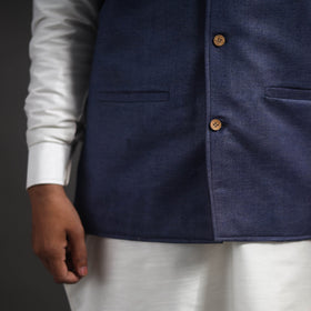 Blue - vidarbha tussar x katia silk handloom nehru jacket