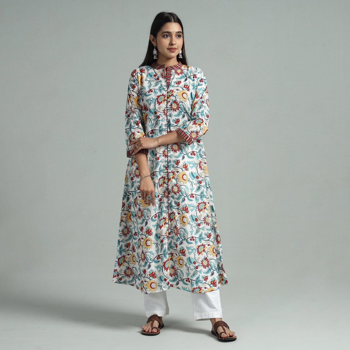 Buy Sanganeri Block Printed Cotton Kurta Online l iTokri.com
