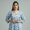 White - sanganeri block printed cotton a-line kurta