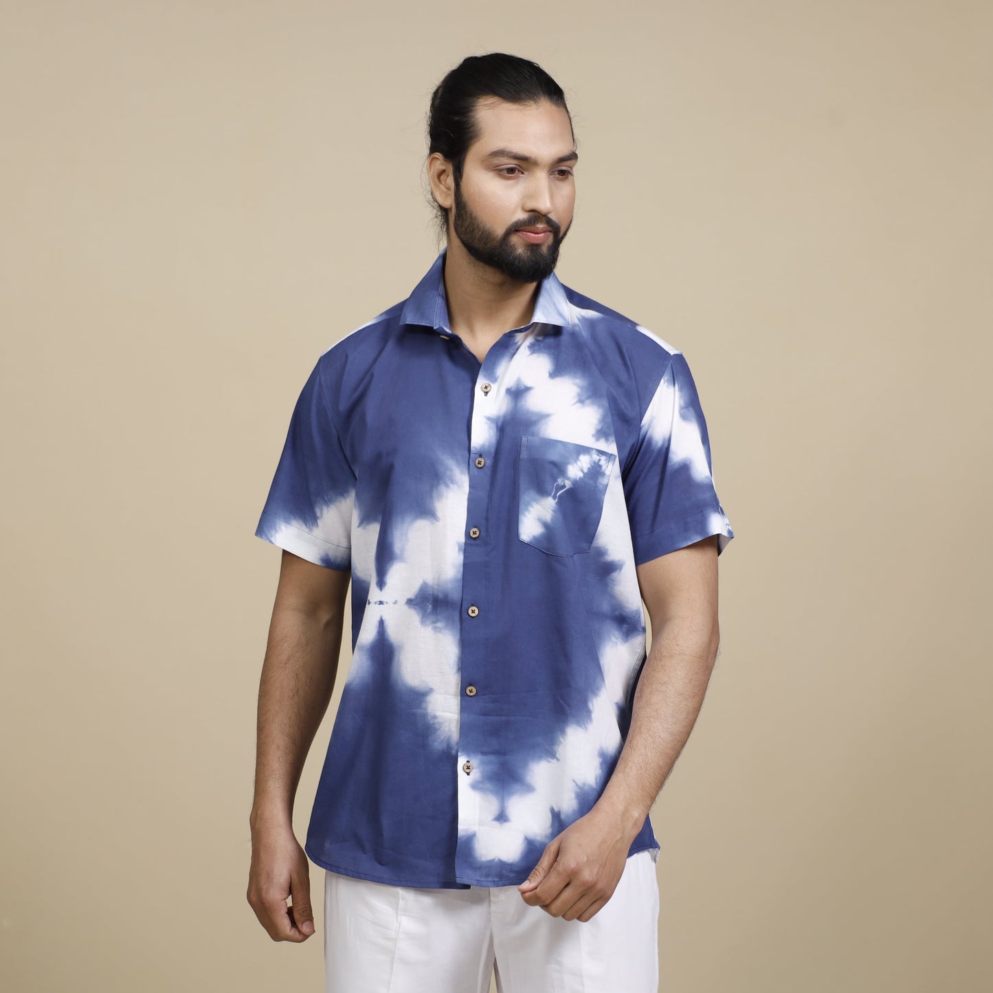 Bagru Dabu Block Printed Cotton Men Full Sleeve Shirt