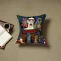Blue - wool thread crewel hand embroidery cushion cover (16