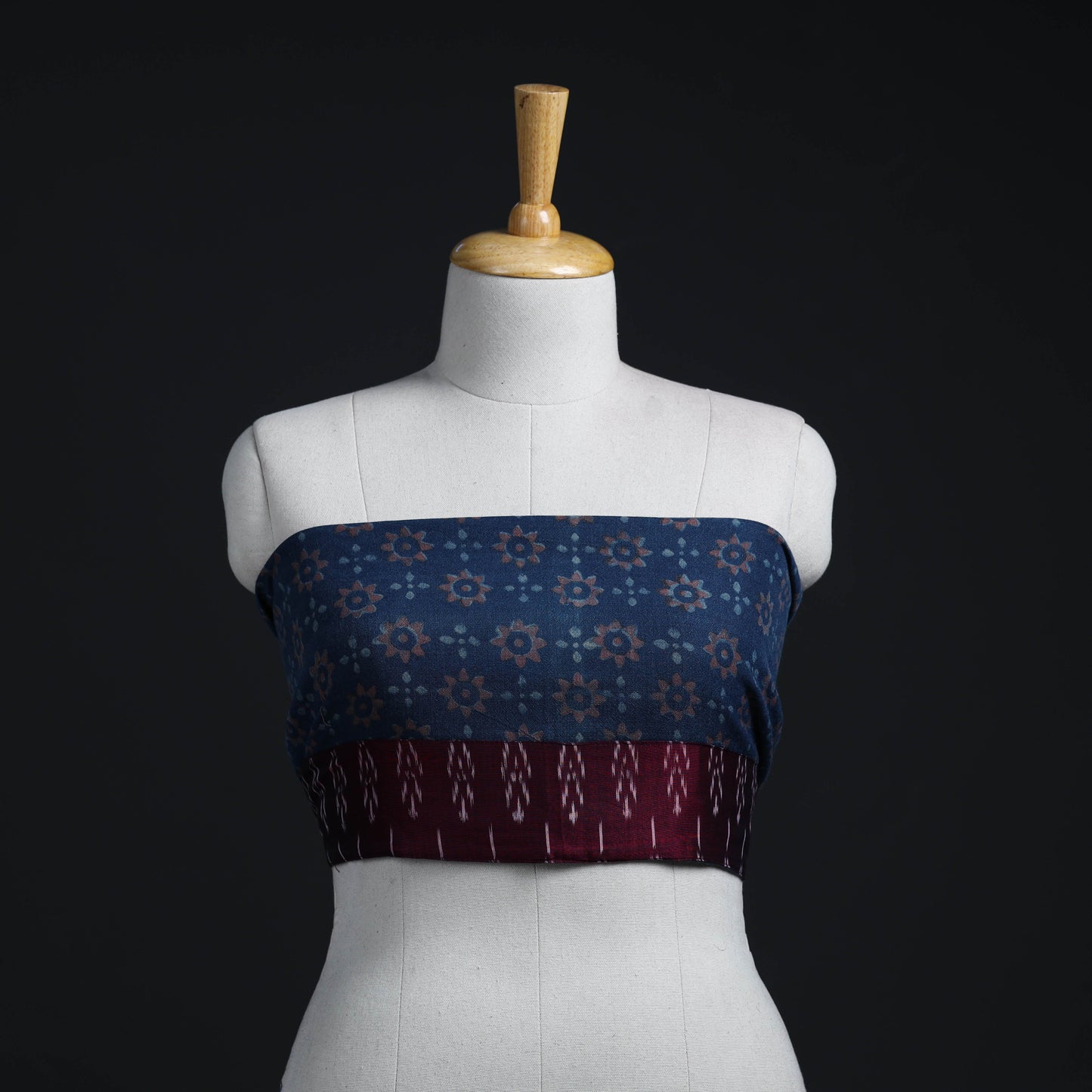 Blue - woollen akola blouse piece 25 - handcrafted